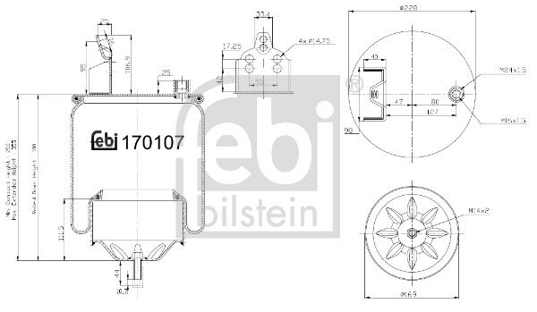Febi Air Suspension Bellow 169mm Rear
