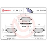 Brembo 4 x Front Brake Pad Set P66001