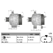 Denso Car Alternator 12V DAN1316