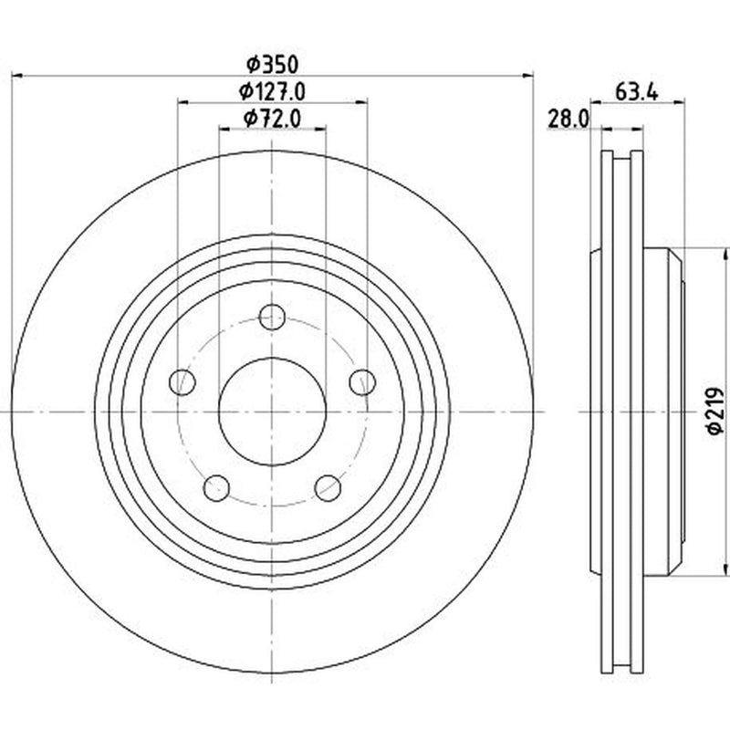 DON 2 x Externally Vented Rear Brake Discs PCD23211