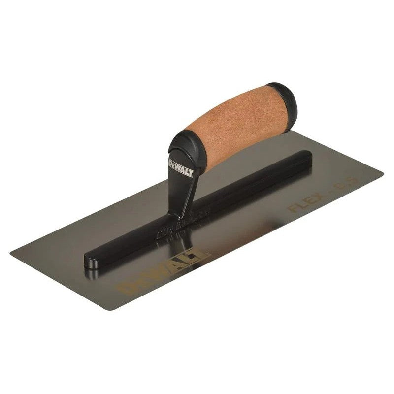 DEWALT Drywall FLEX Stainless Steel Flat Trowel, Leather Handle 12in 0.4-0.5mm