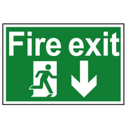Scan Fire Exit Running Man Arrow Down - PVC Sign 300 x 200mm - 1503