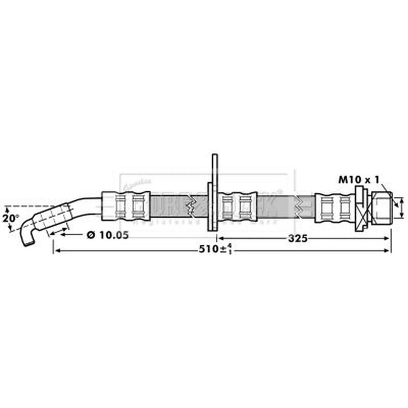 Borg & Beck Brake Hydraulic Hose Line Front Left BBH7216