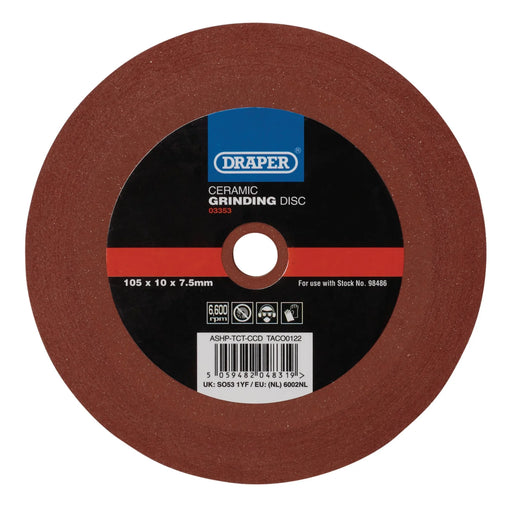 Draper Ceramic Grinding Disc 105 x 10 x 7.5mm