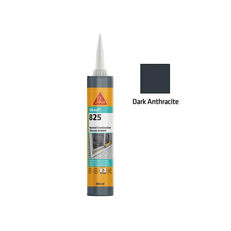 Everbuild Sika Sikasil®-825 Silicone Sealant 380ml Dark Anthracite