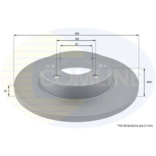 Comline 2 x Solid Front Brake Discs ADC1503