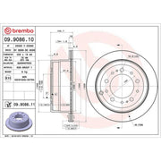 Brembo 2 x Internally Vented Rear Brake Discs 09.9086.11