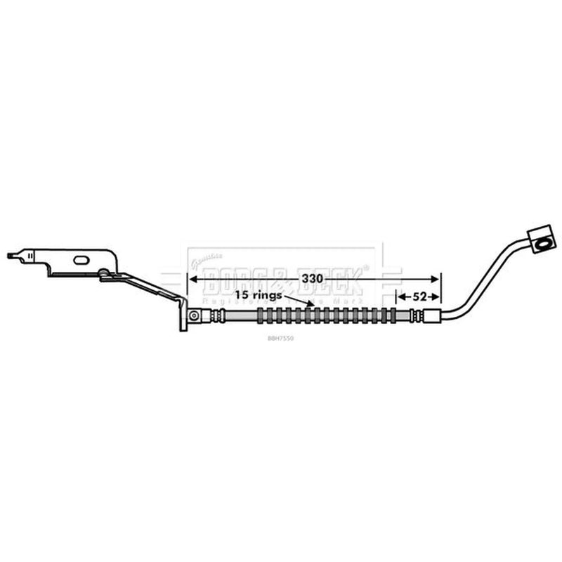 Borg & Beck Brake Hydraulic Hose Line Front Left BBH7550
