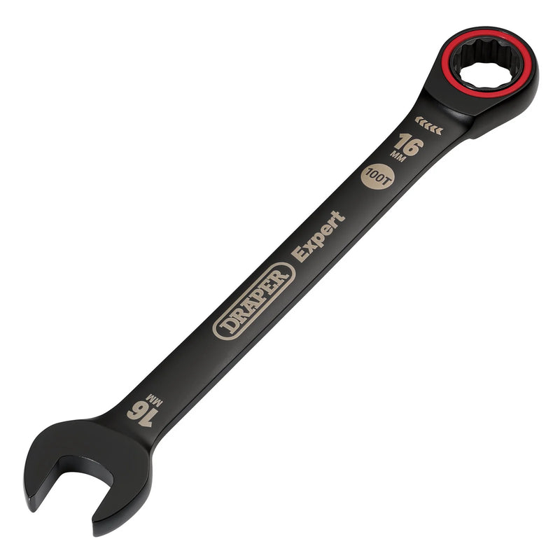 Draper Expert HI-TORQ® Metric Ratchet Combination Spanner, Black