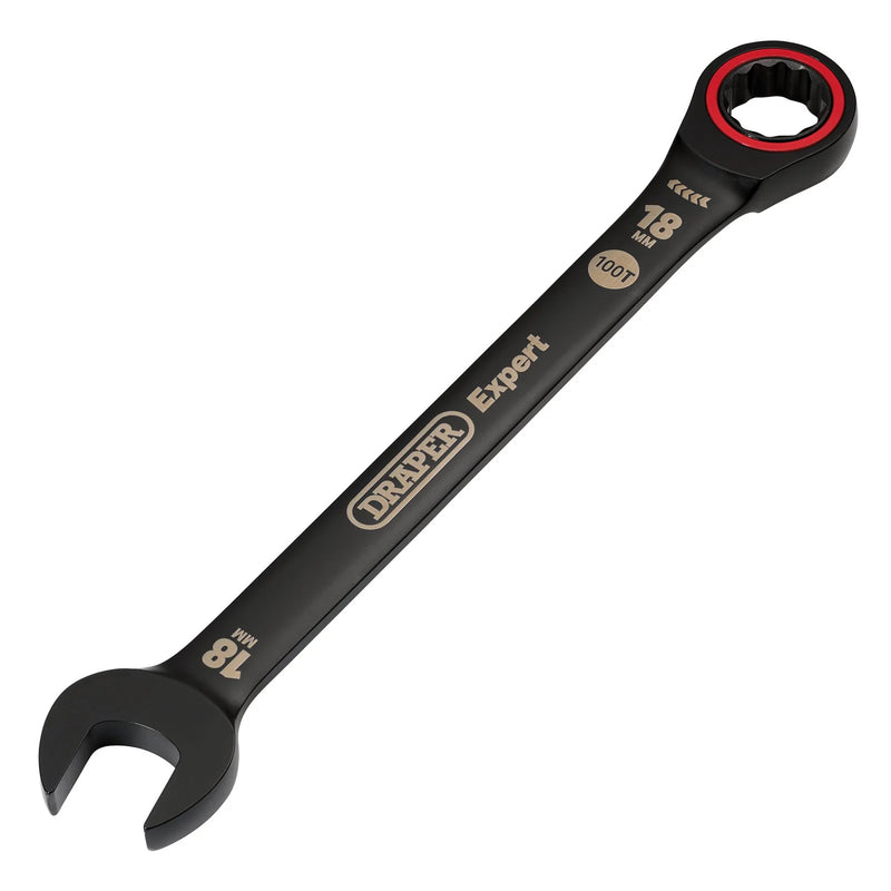 Draper Expert HI-TORQ® Metric Ratchet Combination Spanner, Black