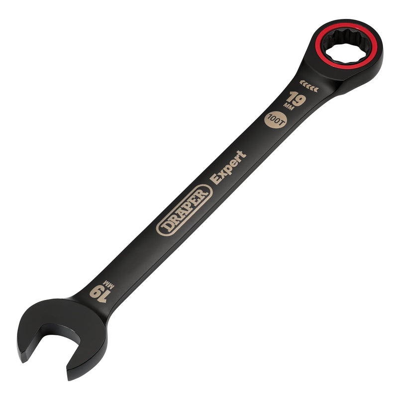 Draper Expert HI-TORQ® Metric Ratchet Combination Spanner, Black