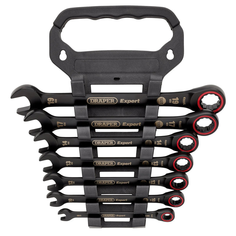 Draper Expert Ratchet Combination Spanner Set 7 Piece Black