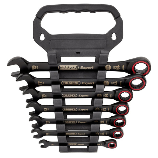 Draper Expert Ratchet Combination Spanner Set 7 Piece Black