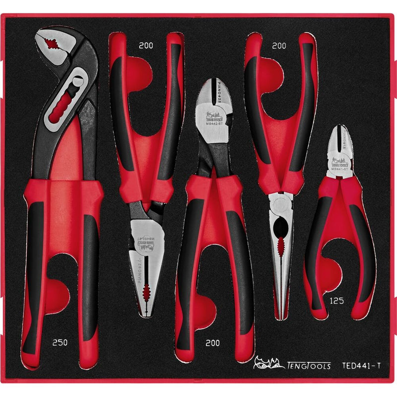 Teng Tools Plier Set FOAM2 5 Pieces with TPR Grip