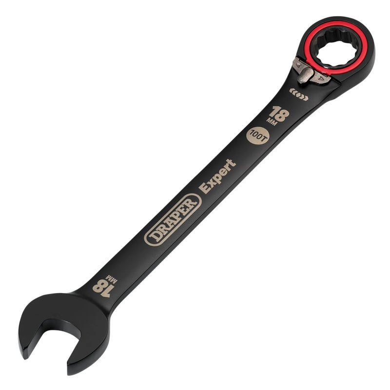 Draper Expert Metric Reversible Ratchet Combination Spanner - Black