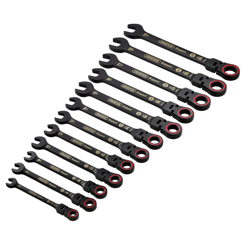 Draper Expert HI-TORQ® Ratchet Spanner Set 12 Piece Black