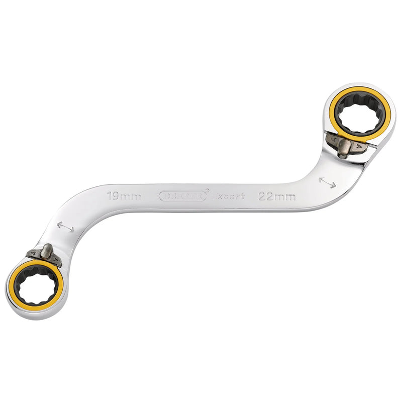 Draper Expert Double Ring Ratchet S-Shape Spanner 19x22mm