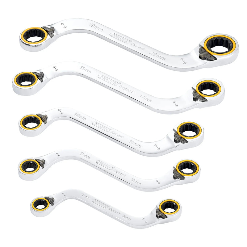 Draper Expert HI-TORQ® Double Ring Reversible Ratchet Spanner Set 5 Piece