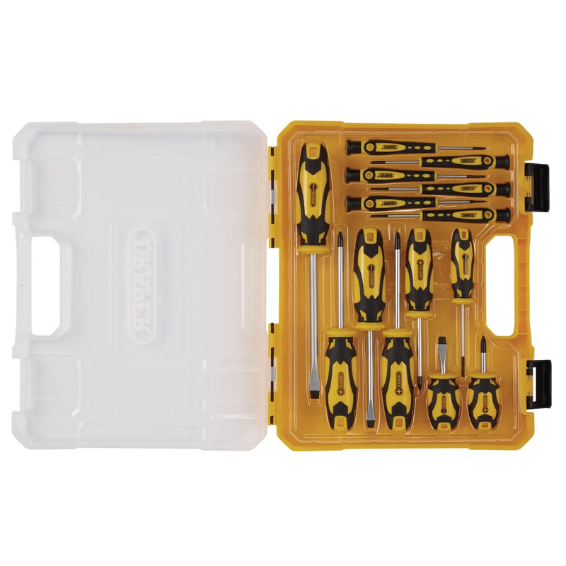 Draper Screwdriver Set 14 Piece with Case - Yellow