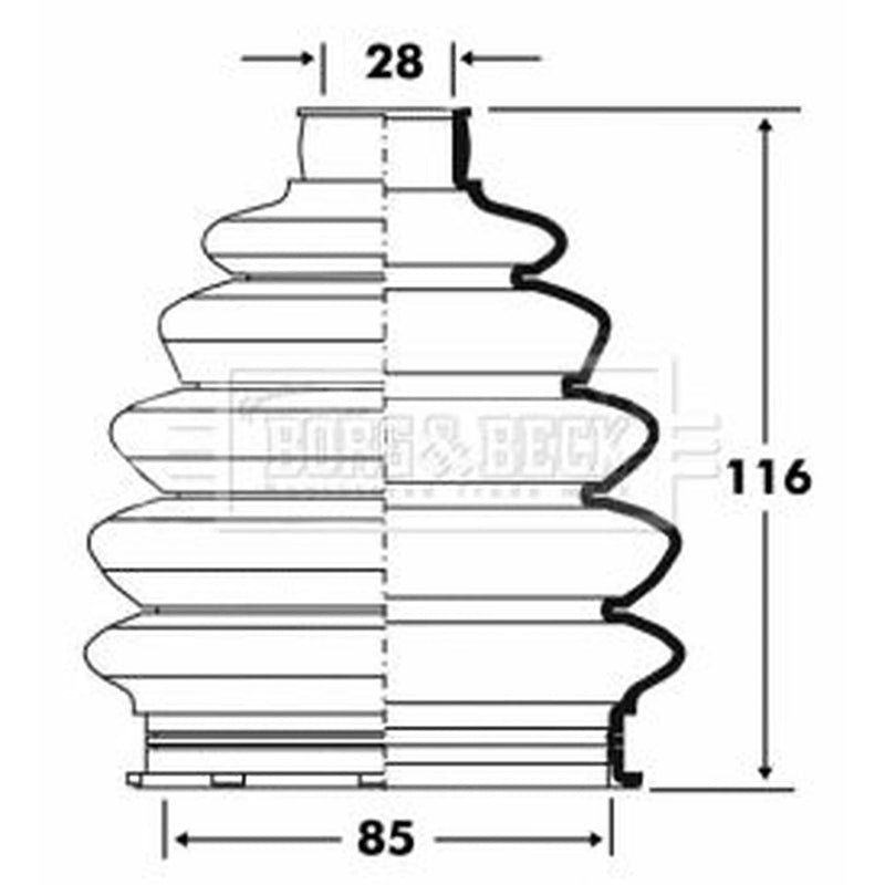 Borg & Beck Drive Shaft Bellow Kit Front Left Thermoplast BCB6083