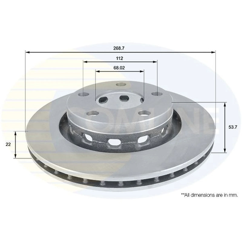 Comline 2 x Internally Vented Rear Brake Discs ADC1488V