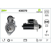 Valeo Starter Motor 12V 2kW 11 Teeth 438370