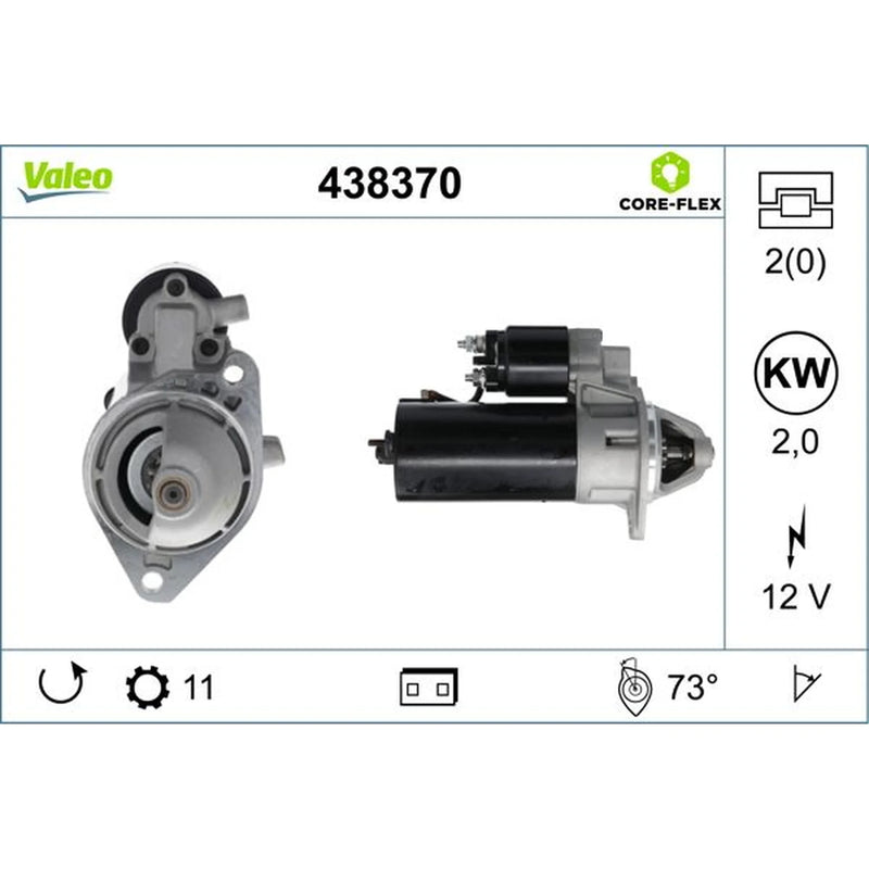 Valeo Starter Motor 12V 2kW 11 Teeth 438370