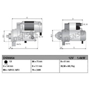Denso Starter Motor 12V 1.4kW 13 Teeth DSN954