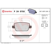 Brembo 4 x Rear Brake Pad Set P24075X