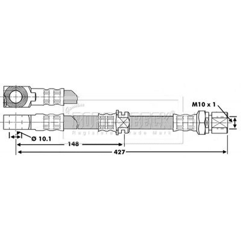 Borg & Beck Brake Hydraulic Hose Line Front Left BBH6829