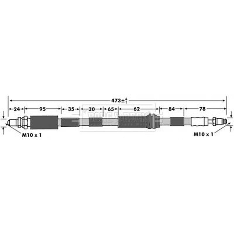 Borg & Beck Brake Hydraulic Hose Line Front Left BBH7325