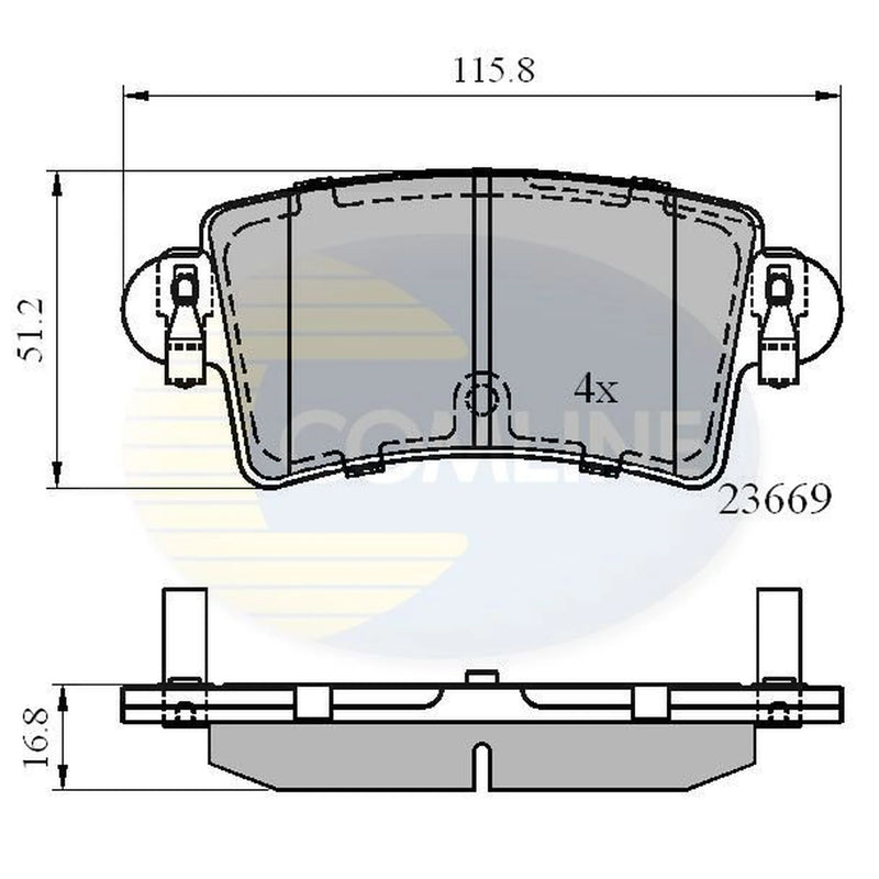Comline 4 x Rear Brake Pad Set CBP01036
