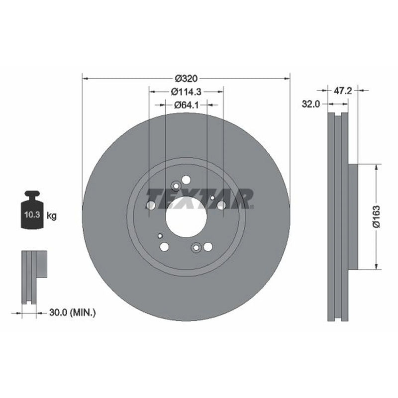 Textar 2 x Vented Front Brake Discs 92194900