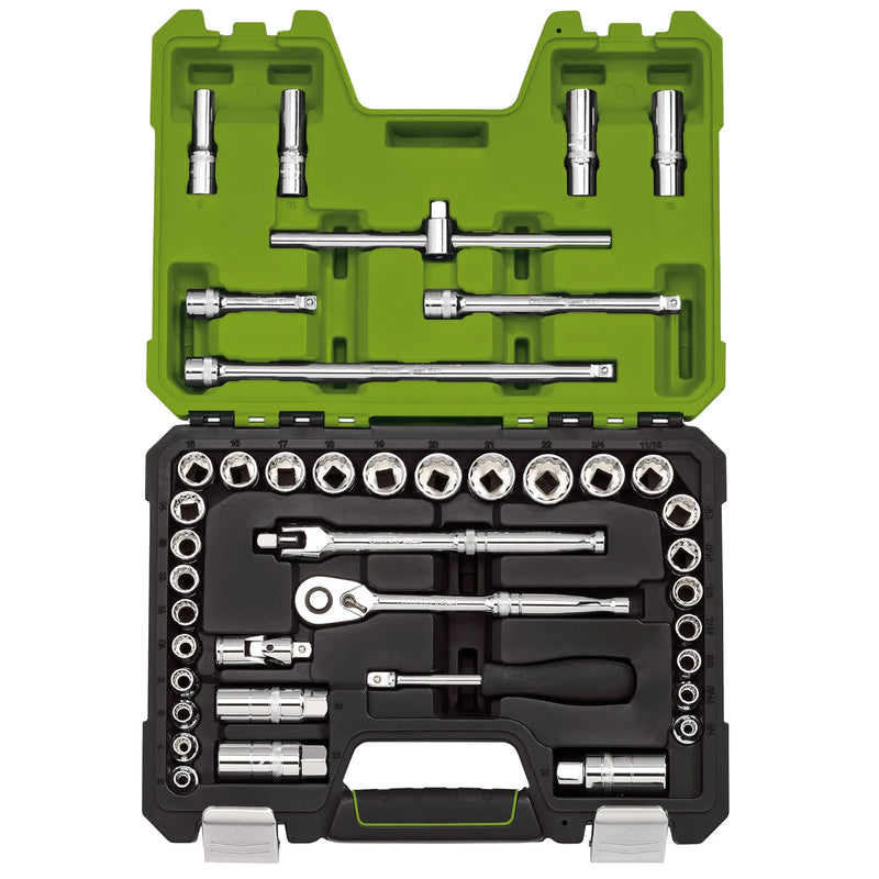 Draper Expert Socket Set, Combined MM/AF, Green (41 Piece)