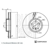 Blue Print 2 x Internally Vented Front Brake Discs ADBP430020