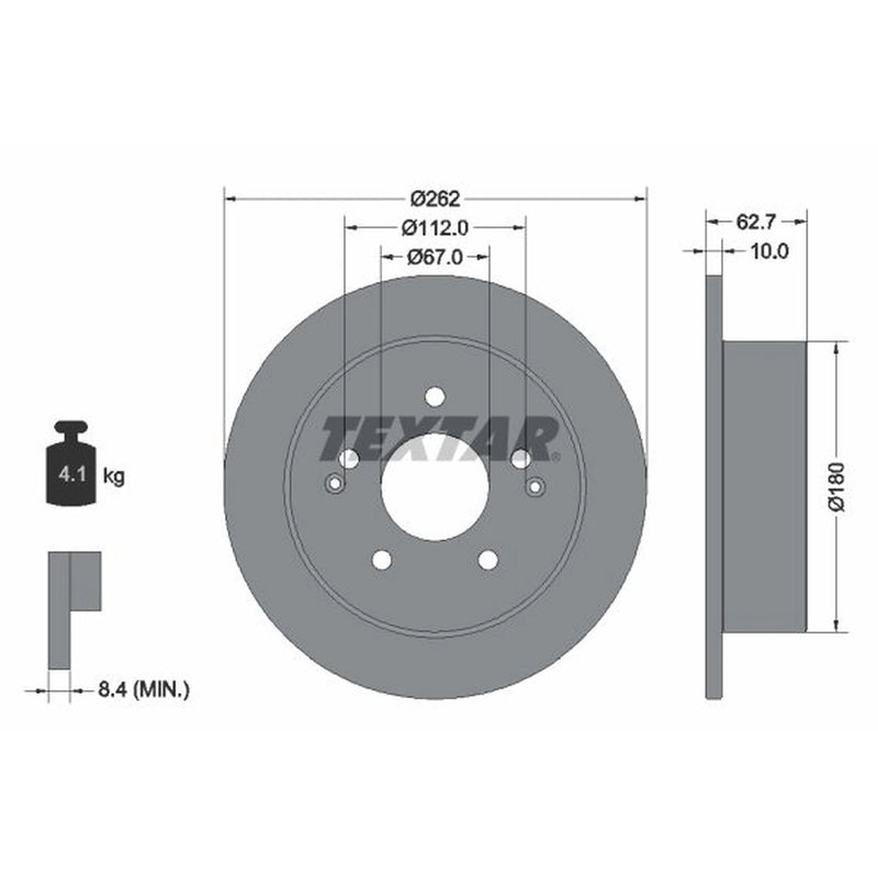 Textar 2 x Solid Rear Brake Discs 92322203