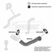 Borg & Beck Intercooler Turbo Charge Air Hose Centr BTH1312