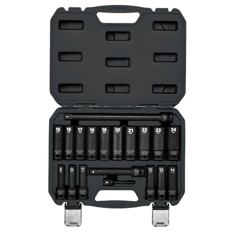 Draper Metric Deep Impact Socket Set 19 Piece 1/2" Sq. Dr.