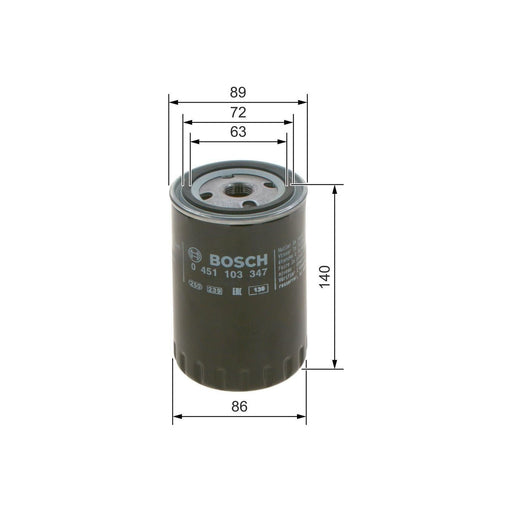 Bosch Car Oil Filter P3347 Fits Vw Golf Estate/Variant Tdi - 1.9 - 93-99 0451103 Bosch  - Town Parts