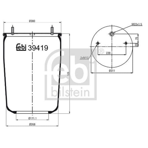 Febi Air Suspension Bellow 268mm 39419