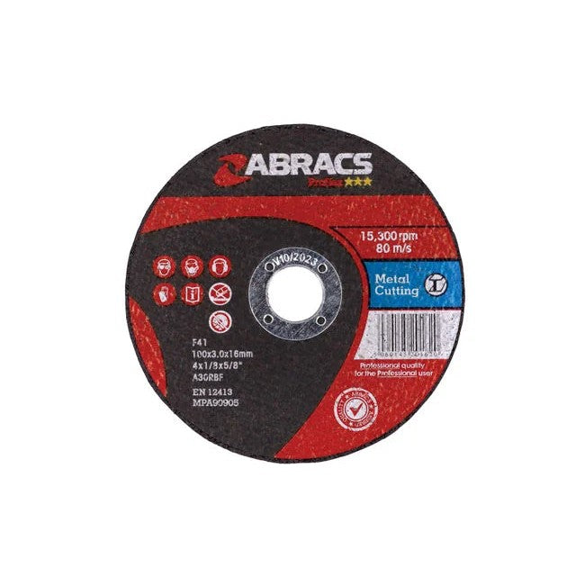 Abracs Flat Cutting Discs x 3.0mm 10pc 100-125mm