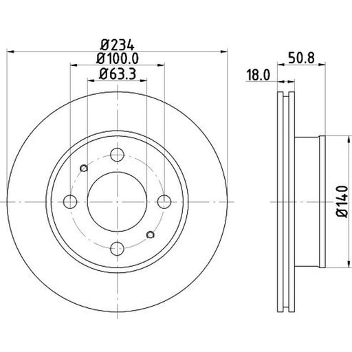 DON 2 x Internally Vented Front Brake Discs PCD19132
