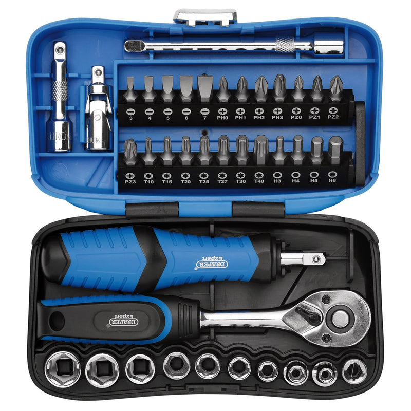 Draper Expert Socket and Bit Set, 39 Piece, 1/4" Drive