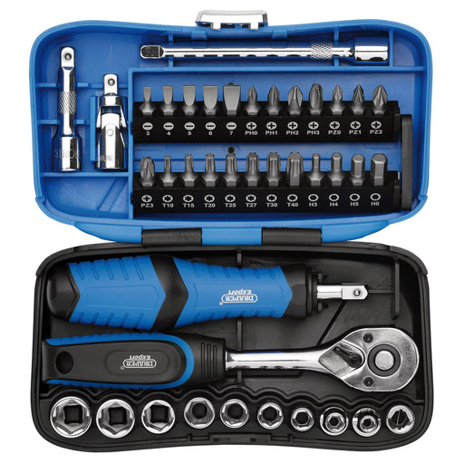 Draper Expert Socket and Bit Set, 39 Piece, 1/4" Drive