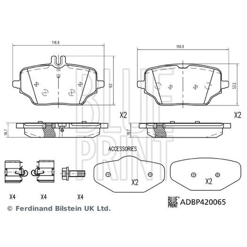 Blue Print Rear Brake Pad Set ADBP420065
