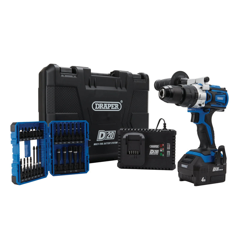 D20 Brushless Combi Drill Kit 20V with 26-Piece Screwdriver Set