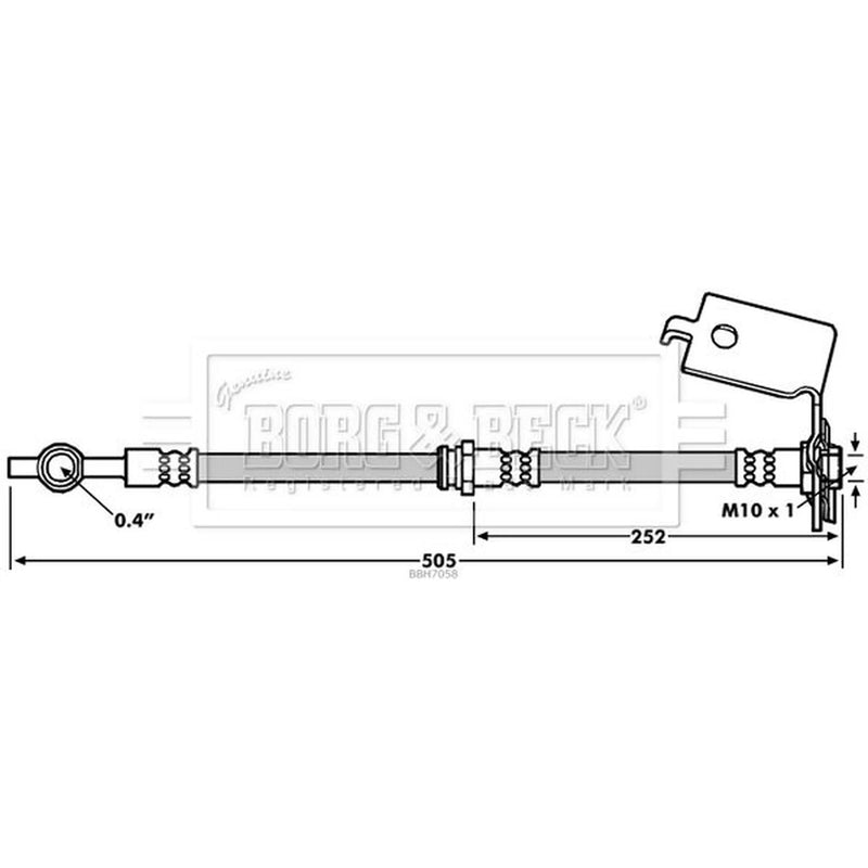 Borg & Beck Brake Hydraulic Hose Line Rear Left BBH7058