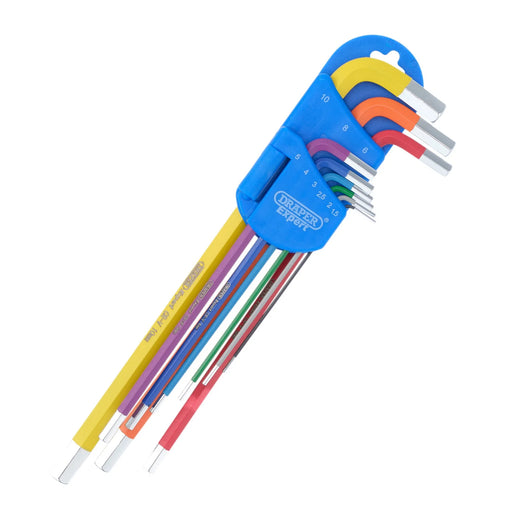 Draper Expert Hex Key Set 9 Piece Extra-Long Arm Colour Coded