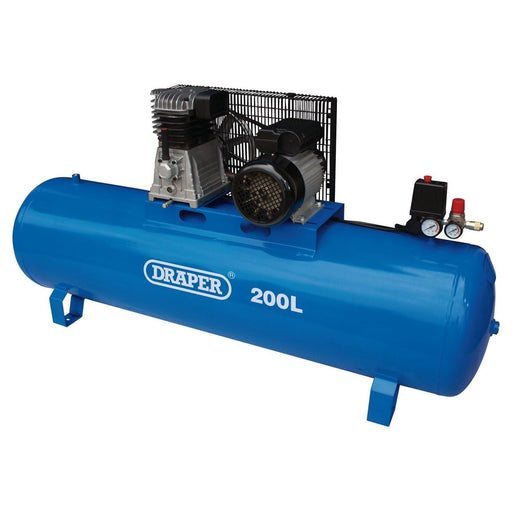 Draper Stationary Belt-Driven Air Compressor, 200L, 2.2kW 55313 Draper  - Town Parts