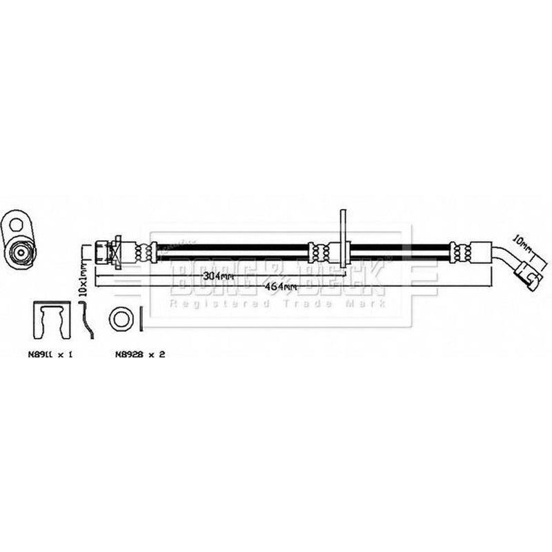 Borg & Beck Brake Hydraulic Hose Line Rear Left BBH8511